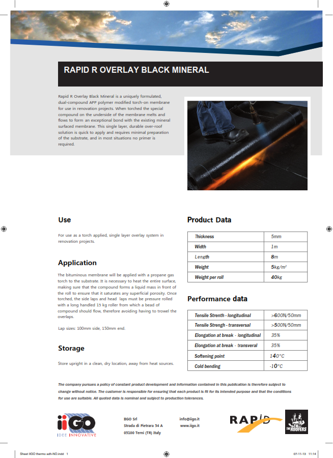 Rapid R Overlay Black Mineral Product Data Sheet Finland 001