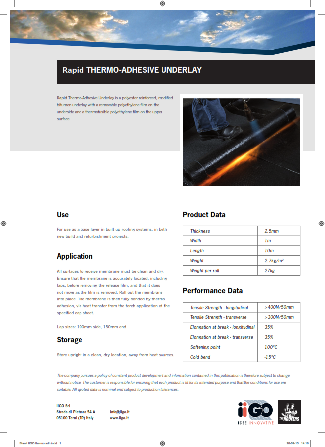 Rapid TA Underlay Data Sheet 001